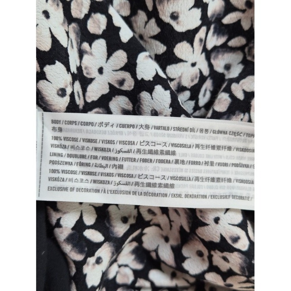 Abercrombie & Fitch Black Floral Midi Slip Dress S Viscose Side Slit Date Night - Picture 12 of 14